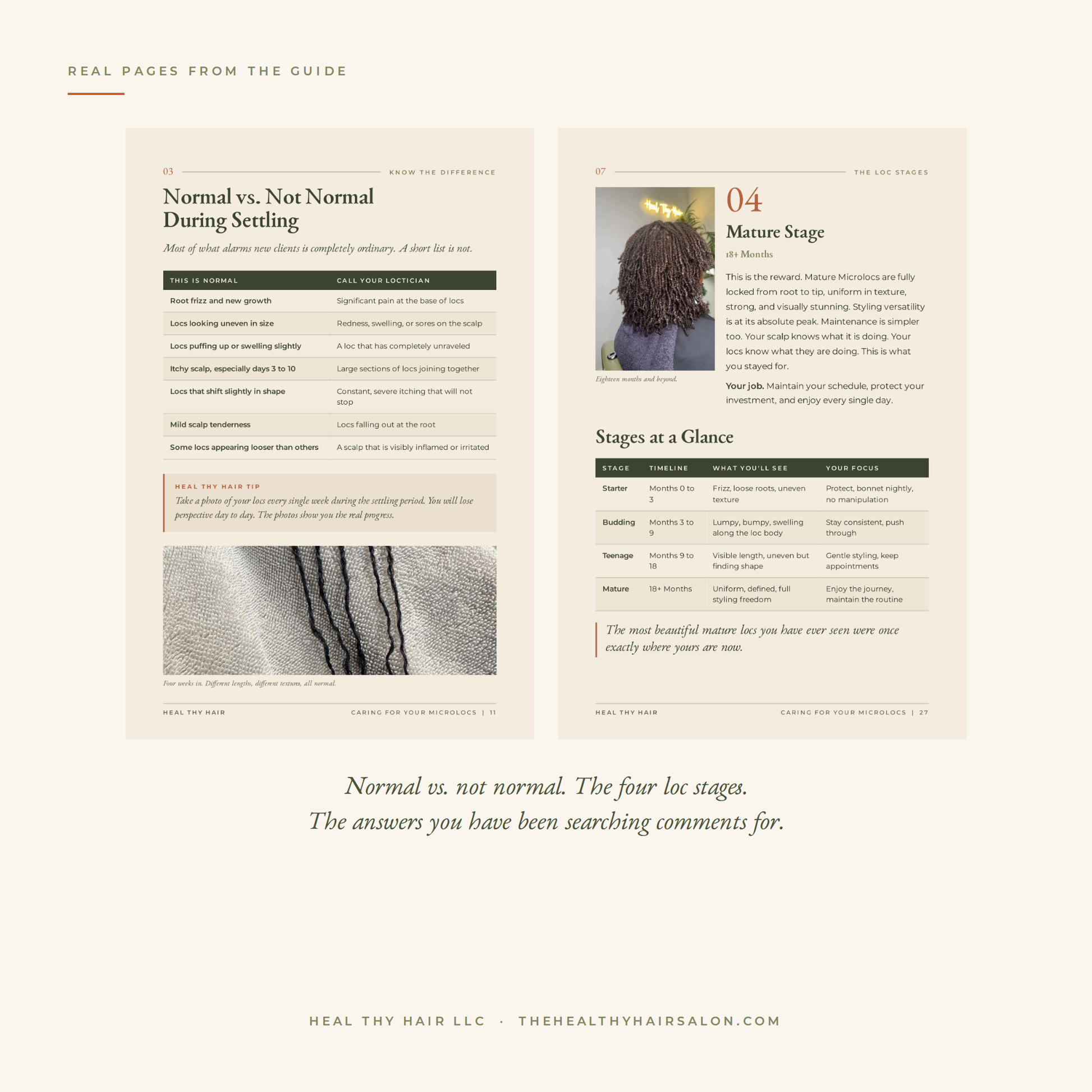 Interior pages showing the normal versus not normal reference and the four loc stages