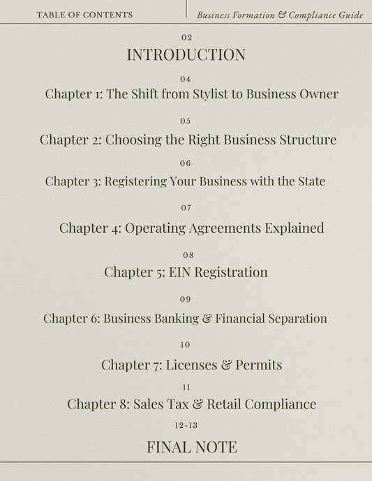 The Licensed Cosmetologist’s Guide to Business Formation & Compliance